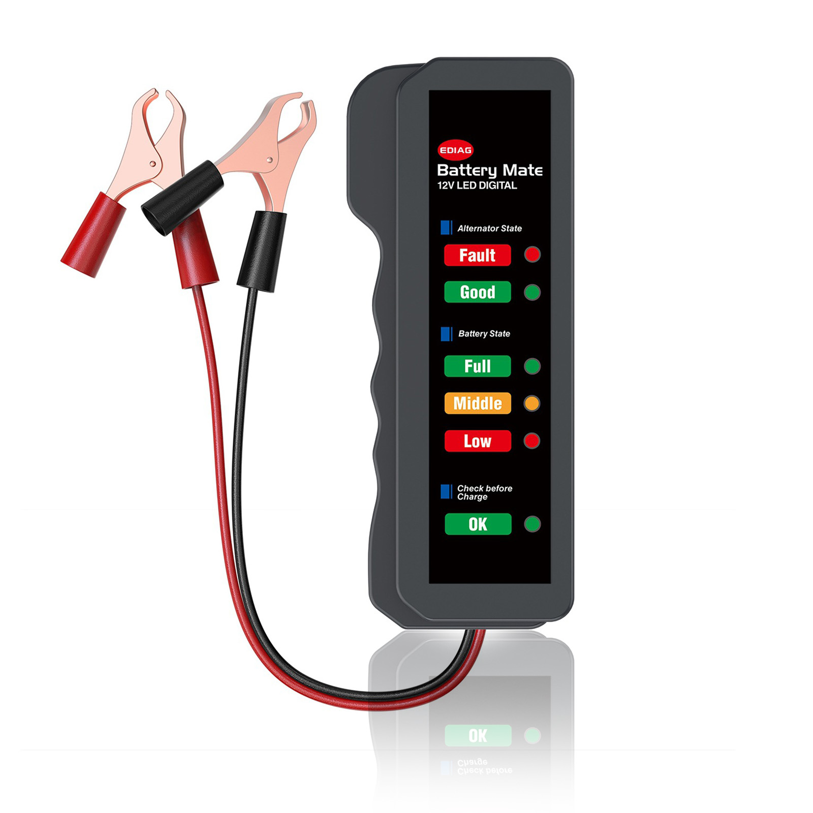 Alternator Tester Digital Diagnostic Tool - Mini 12V รถเครื่องทดสอบแบตเตอรี่เครื่องทดสอบกระแสสลับดิจิตอล 6 ไฟ LED