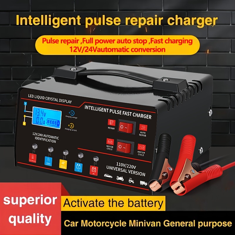 Lead Acid Battery Pulse Repair Desulfator - เครื่องชาร์จแบตเตอรี่อัจฉริยะ 3-in-1 12V 24V กำลังสูง ใช้ได้กับหลายรุ่น