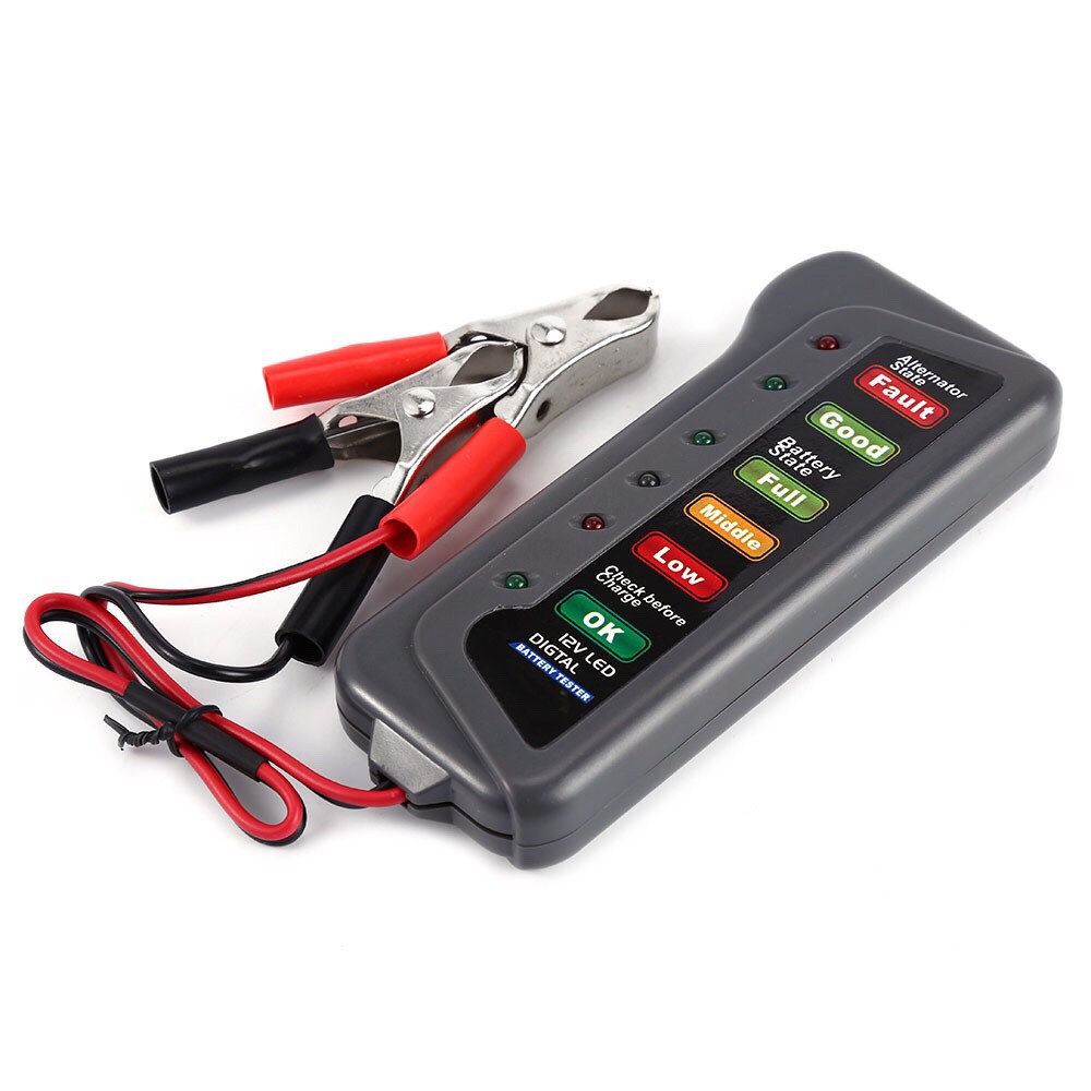 Alternator Tester Digital Diagnostic Tool - 12V รถเครื่องทดสอบแบตเตอรี่เครื่องกําเนิดไฟฟ้ากระแสสลับดิจิตอลทดสอบ 6 ไฟ LED จอแสดงผลเครื่องมือวินิจฉัยรถยนต์เครื่องทดสอบแบตเตอรี่อัตโนมัติสําหรับรถบรรทุก