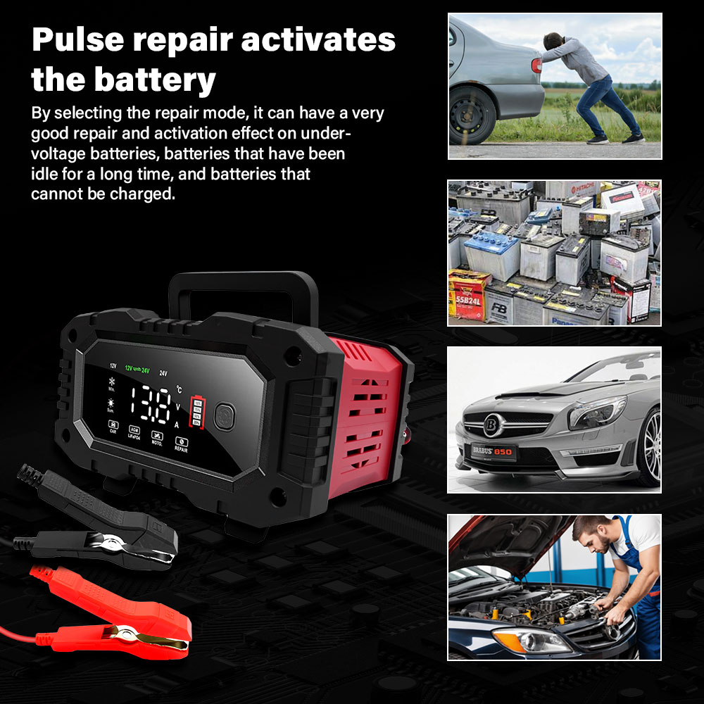 Smart Car Battery Charger 12V 24V 20A - เครื่องชาร์จแบตเตอรี่รถยนต์/มอเตอร์ไซค์ 20A/10A 12V/24V แบบสมาร์ท สำหรับแบตเตอรี่ลิเธียม AGM