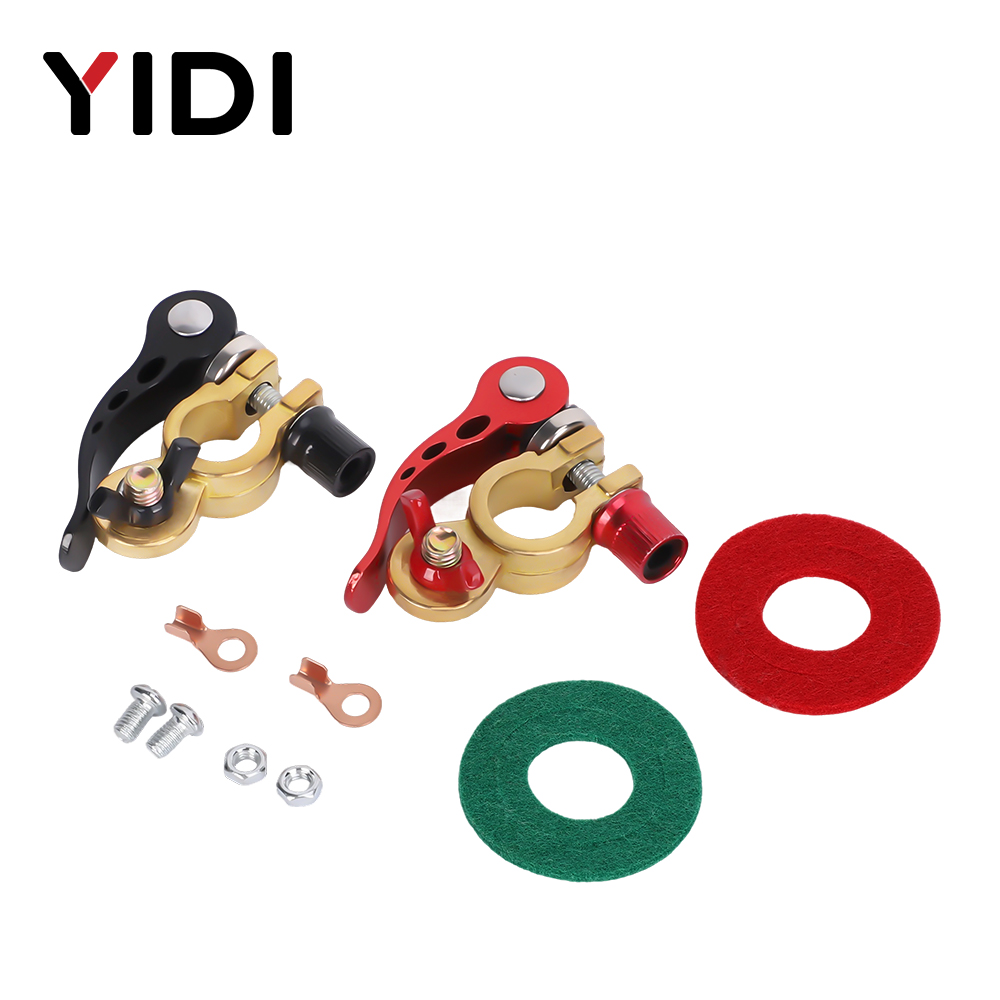 Battery Terminal Clamps Quick Release Brass - ขั้วต่อแบตเตอรี่รถยนต์แบบปลดเร็ว 1 คู่ ขั้วบวกและขั้วลบ ทำจากทองเหลือง สำหรับรถยนต์