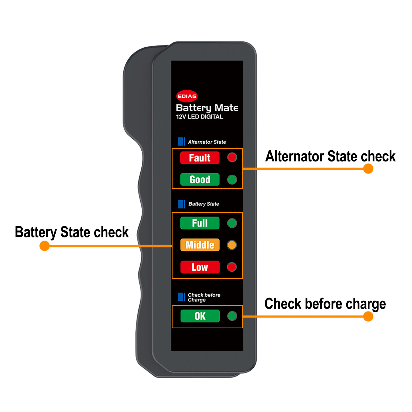 Mini 12V รถเครื่องทดสอบแบตเตอร - Alternator Tester Digital Diagnostic Tool บทวิจารณ์และราคา
