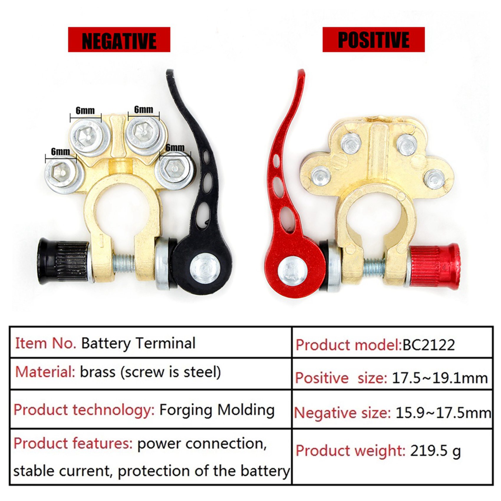 ขั้วต่อแบตเตอรี่แบบปลดเร็ว Cla - Battery Terminal Clamps Quick Release Brass บทวิจารณ์และราคา