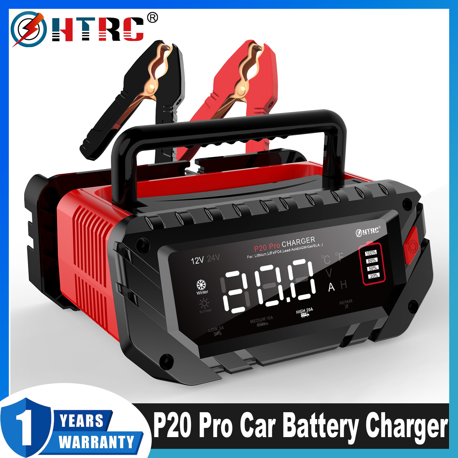 เครื่องชาร์จแบตเตอรี่อัจฉริยะ  - Smart Car Battery Charger 12V 24V 20A บทวิจารณ์และราคา