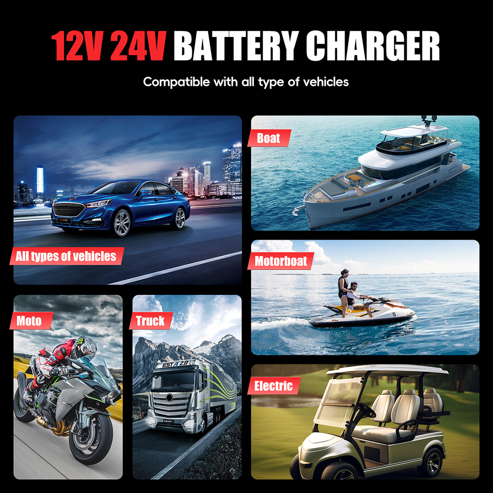 FOXSUR เครื่องชาร์จแบตเตอรี่อั - Smart Car Battery Charger 12V 24V 20A บทวิจารณ์และราคา
