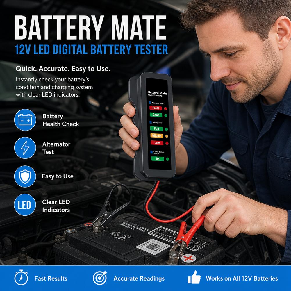 เครื่องทดสอบแบตเตอรี่รถยนต์ 12 - Alternator Tester Digital Diagnostic Tool บทวิจารณ์และราคา