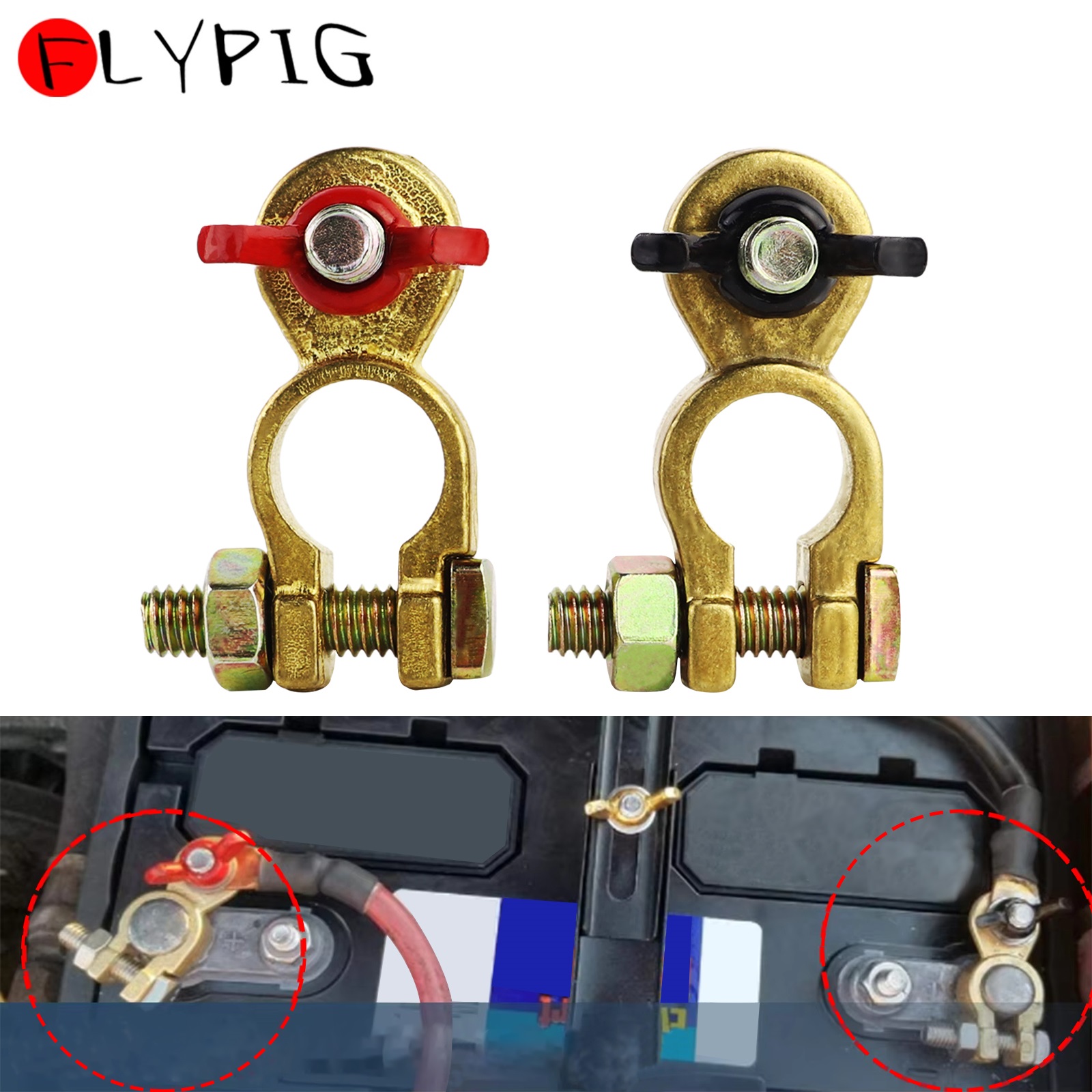 ขั้วต่อแบตเตอรี่รถยนต์ ตัวหนีบ - Battery Terminal Clamps Quick Release Brass บทวิจารณ์และราคา