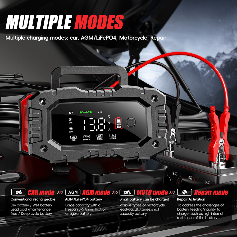 เครื่องชาร์จแบตเตอรี่อัตโนมัติ - Smart Car Battery Charger 12V 24V 20A บทวิจารณ์และราคา